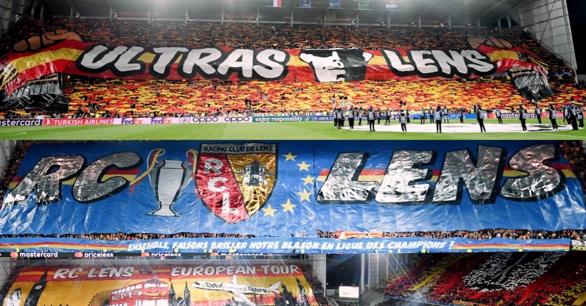 Lens - Lille : les supporters Sang et Or apportent leur soutien aux Dogues