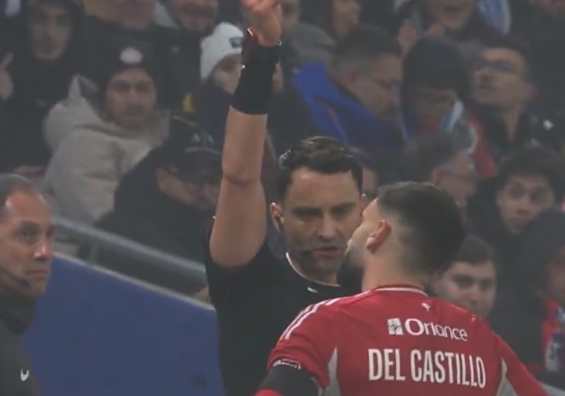 Illustration : OL - Brest : le carton rouge de Del Castillo est-il m&eacute;rit&eacute; ? 