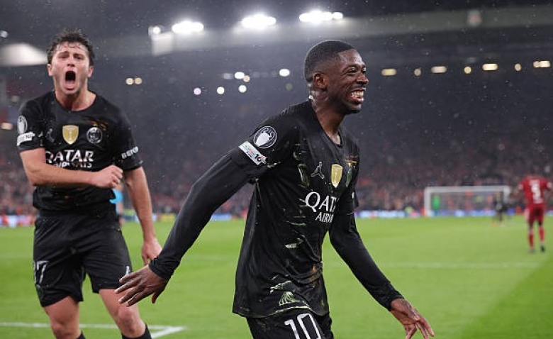 Illustration : "Liverpool - PSG : Les deux frappes limpides de Dembélé en vidéo ! (0-2) - Ligue des Champions"